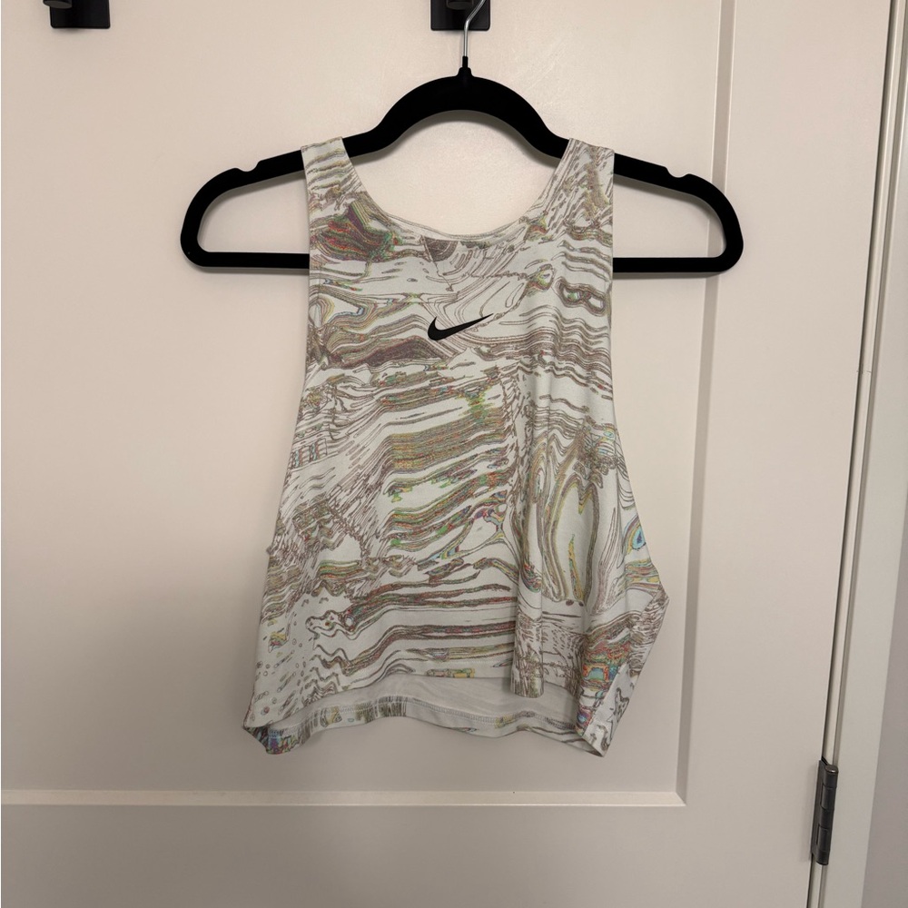 Nike Women's Swirl Pattern Tank Top - White and Brown